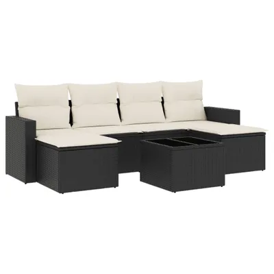 Zdjęcie produktu dla vidaXL 7-częściowa sofa ogrodowa z poduszkami z czarnego polirattanu