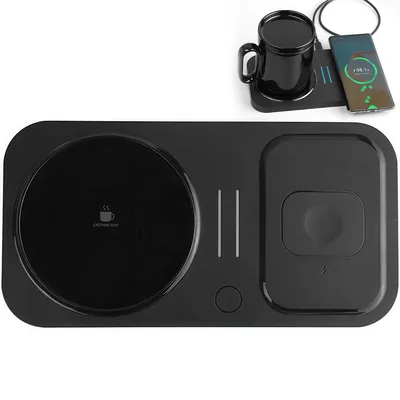 Produktbild von 4 in 1 Kaffeetassenwärmer, QI Wireless Ladegerät, Magnetisches USB-Ladegerät, Getränkewärmer für Tee, Milch, Telefonladen, ideal für Büro & Zuhause