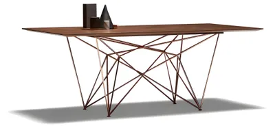 Produktbild von Eleganter brauner Esstisch aus Metall im klassischen Design