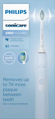 Zdjęcie produktu dla Philips 4300 series ProtectiveClean 4300 HX6803/04 Soniczna szczoteczka do zębów, Dorosły, Soniczna szczoteczka do zębów, Codzienna pielęgnacja, 62000 ruchów na minutę, Jasny Niebieski, 2 min