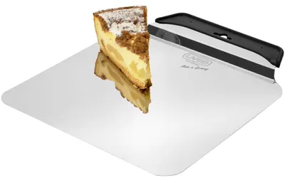 Produktbild von LARES Pizza- und Kuchenlöser - eckig - 28x28cm - aus Edelstahl mit Kunststoffgriff - zum Anheben von Kuchen und mehr