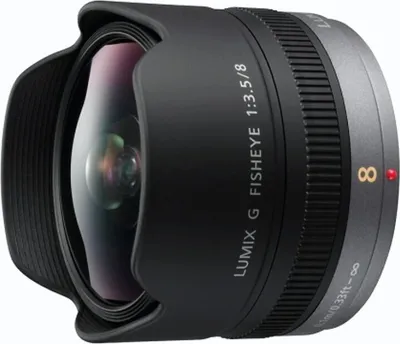 Immagine prodotto di Panasonic H-F008E LUMIX G Fisheye 8 mm F3.5 (16 mm KB, piccolo e leggero, angolo di campo di 180°) nero