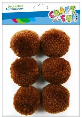Produktbild von Pompony wełniane 4cm brązowe 6szt