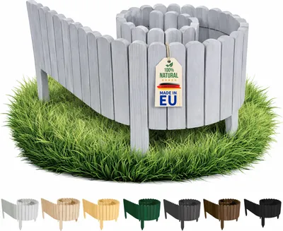 Image de Floranica Bordure de Jardin en bois 20 x 200 cm Gris clair Flexible Bordurette de Pelouse Rollborder Palissade de Gazon