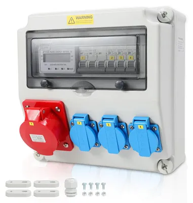 Produktbild von Ikodm Wandverteiler Stromverteiler Baustromverteiler   CEE 32A 16A Verteiler Adapter Starkstrom Kraftstrom