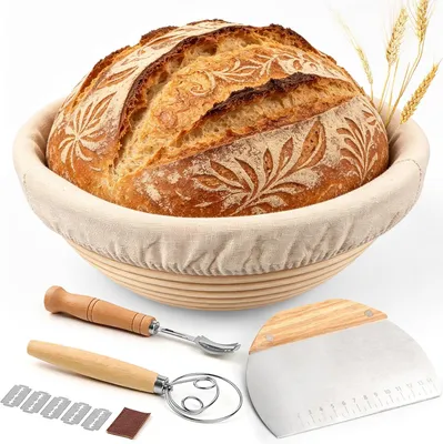 Produktbild von Runder Gärkorb 23 cm, Brotbackzubehör, Leinenbezug, für Brotbacken