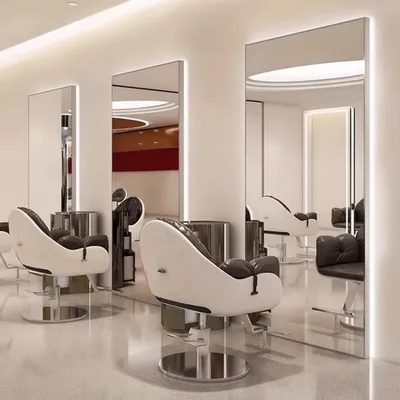 Productafbeelding van Kappersconsole met LED-spiegel 200x80 zilver, voor barbier en schoonheidssalon
