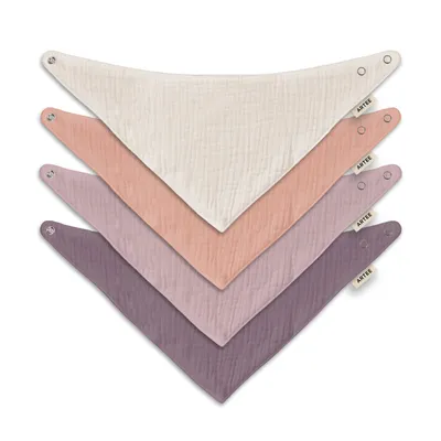 Produktbild von Musselin Halstücher Set 4 Stück Größe S Dreieckstücher Spucktücher Baumwolle Lätzchen Baby und Kleinkind