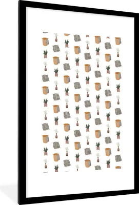Produktbild von MuchoWow® MuchoWow® Gerahmtes Poster Wohnzimmer - Accessoires - Muster 60x90 cm - Poster mit zchwarzem Bilderrahmen - Dekoration - Wandposter Wohnzimmer - Hochwertig