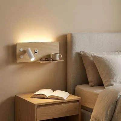 Productafbeelding van LED wandlamp met verstelbare leeslamp en sfeerverlichting 2700K