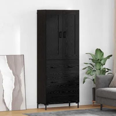 Zdjęcie produktu dla VidaXL Wysoka szafka, 2 sztuki, kolor czarny, imitacja dębu, wymiary: 69,5 x 34 x 180 cm