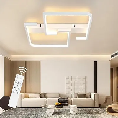 Obrázok produktu pre ZMH Stropné svietidlo LED Stropná lampa Obývacia izba Stmievateľná Diaľkové ovládanie 45W Biela Obývacia izba Lampa Kovová spálňová lampa pre kuchyne Pracovňa 60CM