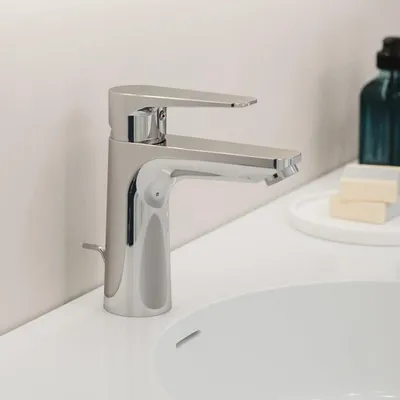 Produktbild von Kronenbach Radia 3.0 Waschtisch-Einhebelmischer mit Energiespar-Funktion, mit Zugstangen-Ablaufgarnitur 1 1/4, wassersparend