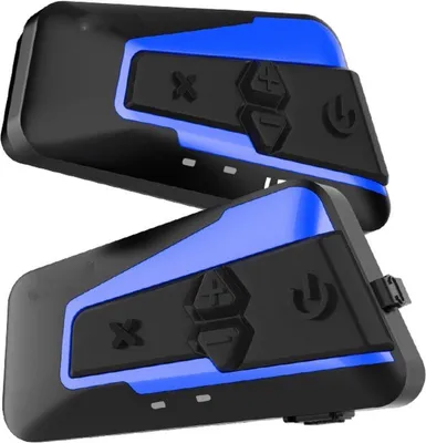 Immagine prodotto di Interfono per casco da moto - Auricolare Bluetooth per casco - Sistema di comunicazione - Confezione da 2 pezzi