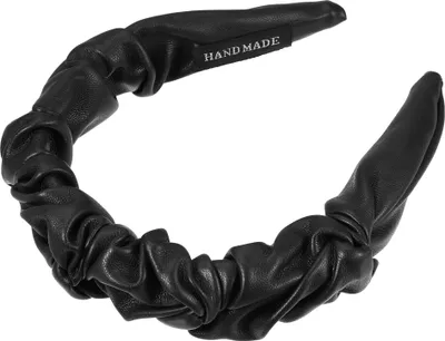 Produktbild von Stück plissiertes Haarband aus Kunstleder, modisches Haarband für Damen, rutschfest, Schwarz