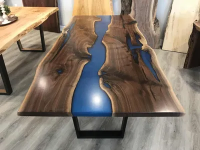 Image de table de salle à manger tables résine époxy véritable bois massif design meubles 240x100
