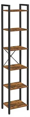 Image de Bibliothèque étagère étroite VASAGLE 6 niveaux 40 x 30 x 187,5 cm vintage marron/noir