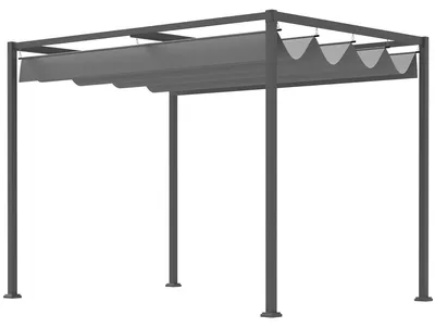 Produktbild von Outsunny Pergola Pavillon Terrassenüberdachung mit Schiebedach Polyester Grau