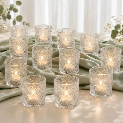 Productafbeelding van 12 Stuks Vintage Theelichthouders van Glas