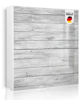 Zdjęcie produktu dla banjado metalowa szafka na klucze, duża 30x30 cm z 32 haczykami, może służyć jako tablica magnetyczna, biały korpus, zawias po lewej stronie, Weiß Gebeizt [SKGW2 11291]