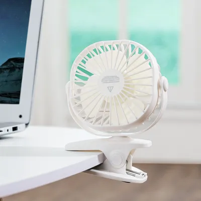 Produktbild von Mini Tisch Lüfter Leise Ventilator Clip Tischventilator mit Akku Leise USB Fan Weiß