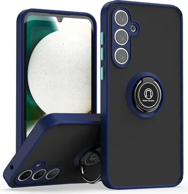 Produktbild von Hülle für Samsung Galaxy A35 Matte Transluzent TPU Stoßfest Schutzhülle mit Ring Halter Ständer Blau