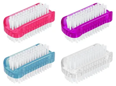 Produktbild von Nagelbürste Nagelreinigungsbürste - 4 Stück - Rot, Blau, Lila und Transparent - Doppelseitig