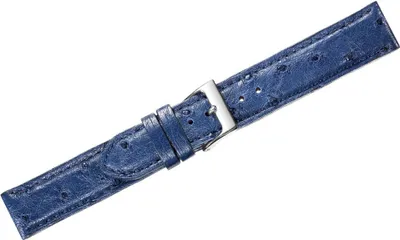 Produktbild von Herzog Echt Strauß > Uhrenarmband blau Leder Dornschließe > handgenäht, Stegbreite:19mm, Schließe:Silbern