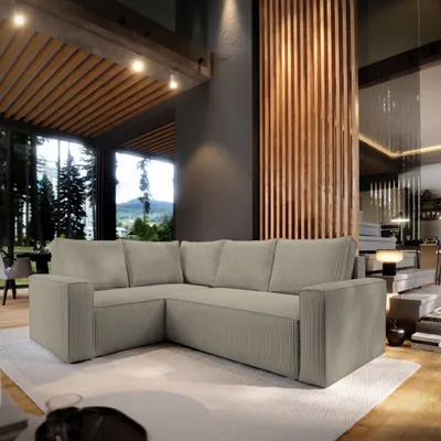 Produktbild von Masseno Ecksofa ESTANO L-S mit Schlaffunktion L-Form, Sofa mit Bettkasten, Wohnzimmersofa, Couch, Soffa, Bettsofa, Couchgarnitur- Beige, POSO 02
