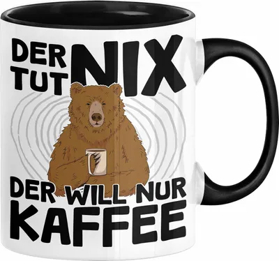 Produktbild von Kaffee-Liebhaber Geschenk Tasse Geschenkidee für Kollegen Der Tut Nix Der Will Nur Kaffee trinken (Schwarz)