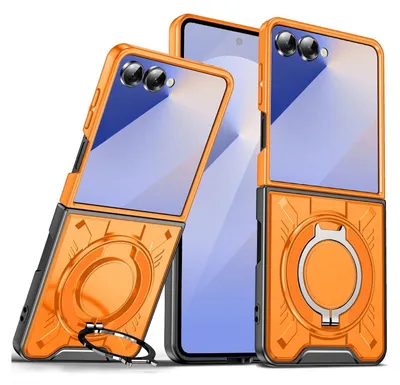 Produktbild von Für Samsung Galaxy Z Flip7 5G MagSafe 360 Grad Magnetischer Ringhalter Schutz Hülle Orange