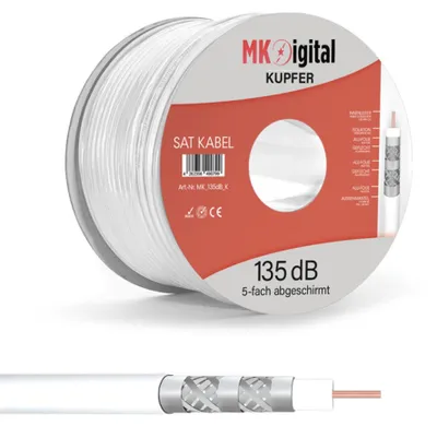 Produktbild von Brandschutz-Koaxialkabel 135dB Voll Kupfer, 100m Spule, 7mm, EN50575