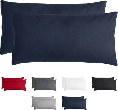 Produktbild von Famanu Kissenbezüge Set 2 Stück - Superweiche Kissenhüllen - 100% gebürstete Mikrofasern - Blau