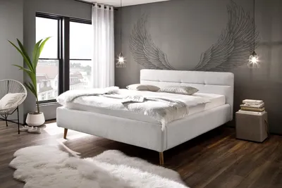 Produktbild von Meise Möbel Stauraumbett Lotte 180x200 cm | Bettkasten & Lattenrost | Webstoff Hellgrau | Holzfuß eichefarbig