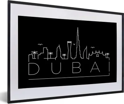 Produktbild von MuchoWow® MuchoWow® Gerahmtes Poster Skyline "Dubai" schwarz 60x40 cm - Poster mit zchwarzem Bilderrahmen - Schlafzimmer - Plakat in Rahmen - Drucken