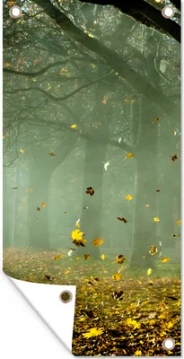 Produktbild von MuchoWow® 40x80 cm Outdoor-Poster Gartendeko Sichtschutz Garten Poster für den Garten  Baum - Grün - Blätter