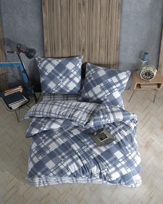 Produktbild von Bettwäsche 200x220 cm. 3 teilig set, blau, 100% Baumwolle/Renforcé, Vega V1