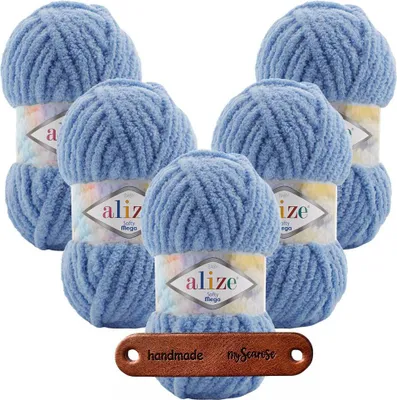 Produktbild von 5 x ALIZE Softy Mega 374 Blue Melange mit Label