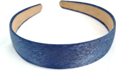 Produktbild von Haarreifen Breit 3cm Unifarbe Haarreif Satin Haarschmuck Haarspange Turban 1103 Blau