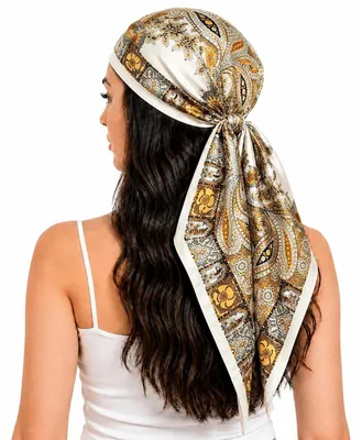Immagine prodotto di Foulard quadrato da donna, in raso stampato, 70x70 cm