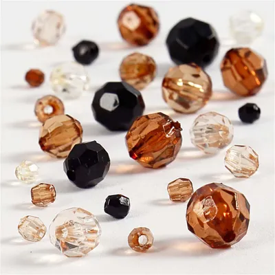 Produktbild von Facettenperlen, Größe 4-12 mm, Lochgröße 1-2,5 mm, ca. 170 Stk, Golden, 50 g/ 1 Pck [HOB-618801]