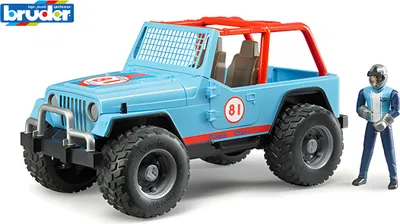 Zdjęcie produktu dla bruder Jeep Cross Country Racer z kierowcą wyścigowym, model pojazdu (niebieski)