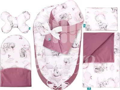 Image de Lantigo Ensemble de nid de bébé 6 pièces pour nouveau-nés, avec oreiller, couverture et cocon - Coton, 95×55 cm - Eledreams Pink