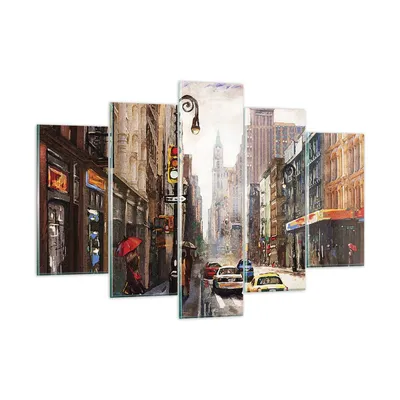 Produktbild von Bilder auf glas - 5 Teile - New York Aquarell - 150x100cm - Glasbilder - Wandbilder - Bilder - zum Aufhängen bereit - Wanddekoration aus Glas - Glas Bilder - Wandbild auf Glas - GEA150x100-4590
