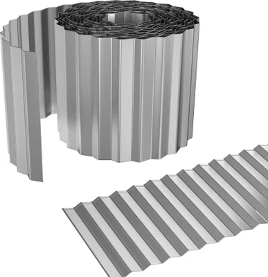 Produktbild von JOIEYOU Rasenkante Metall 10 m Beeteinfassung Beetumrandung Welle Verzinkt 0,3 mm Dicke Flexibel Mähkante Palisade Gartenzaun, Silber (Länge 10 m - Höhe 15 cm)