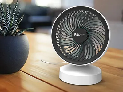 Produktbild von Consumer products TISCHVENTILATOR - ABS - Ø 14 cm - SCHWARZ/WEIß