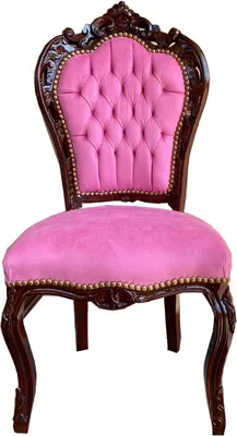 Produktbild von Casa Padrino Barock Esszimmerstuhl Rosa / Braun 53 x 57 x H. 108 cm - Handgefertigter Massivholz Küchenstuhl mit edlem Samtstoff - Barock Esszimmer Möbel