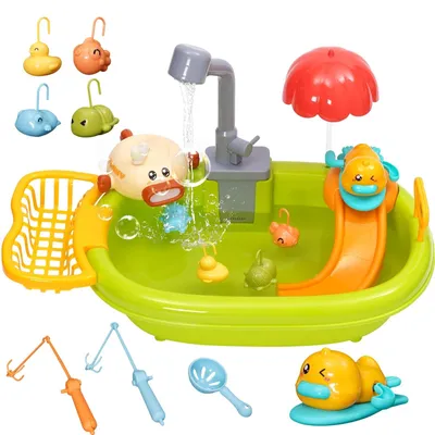 Immagine prodotto di Omgoods - Giocattoli per bambini, lavandino giocattolo educativo con accessori