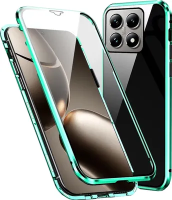Produktbild von Für Xiaomi 14T Pro Beidseitiger 360 Grad Magnet Glas Bumper Hülle Grün
