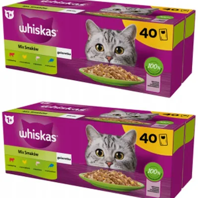 Zdjęcie produktu dla Whiskas Mix Smaków w galaretce mokra karma dla kota w saszetkach 2x (40x 85g)